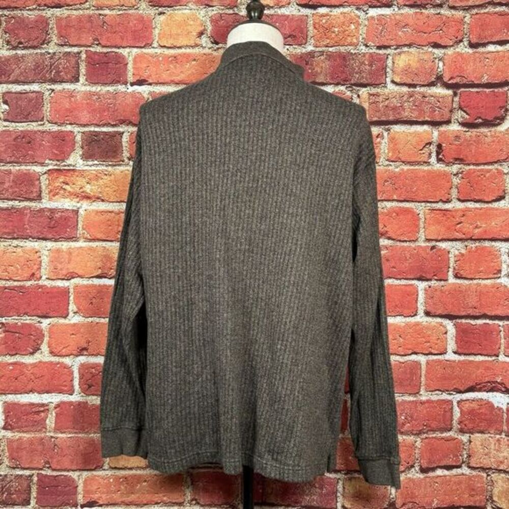 Pierre Cardin Men's XL Brown Striped Long Sleeve 1/4 Two Button Collared Sweater - Picture 4 of 9